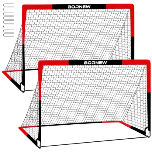 Kids Soccer Goals Set 6' x 4' with Black and Red Variation