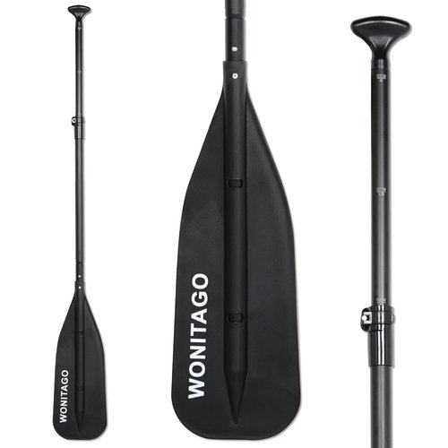 WONITAGO Canoe Paddles Aluminum Paddle with PP Blades, Floating Adjustable Canoe Paddle and Boat Paddle, 122-152 cm/4-5 Ft, Black