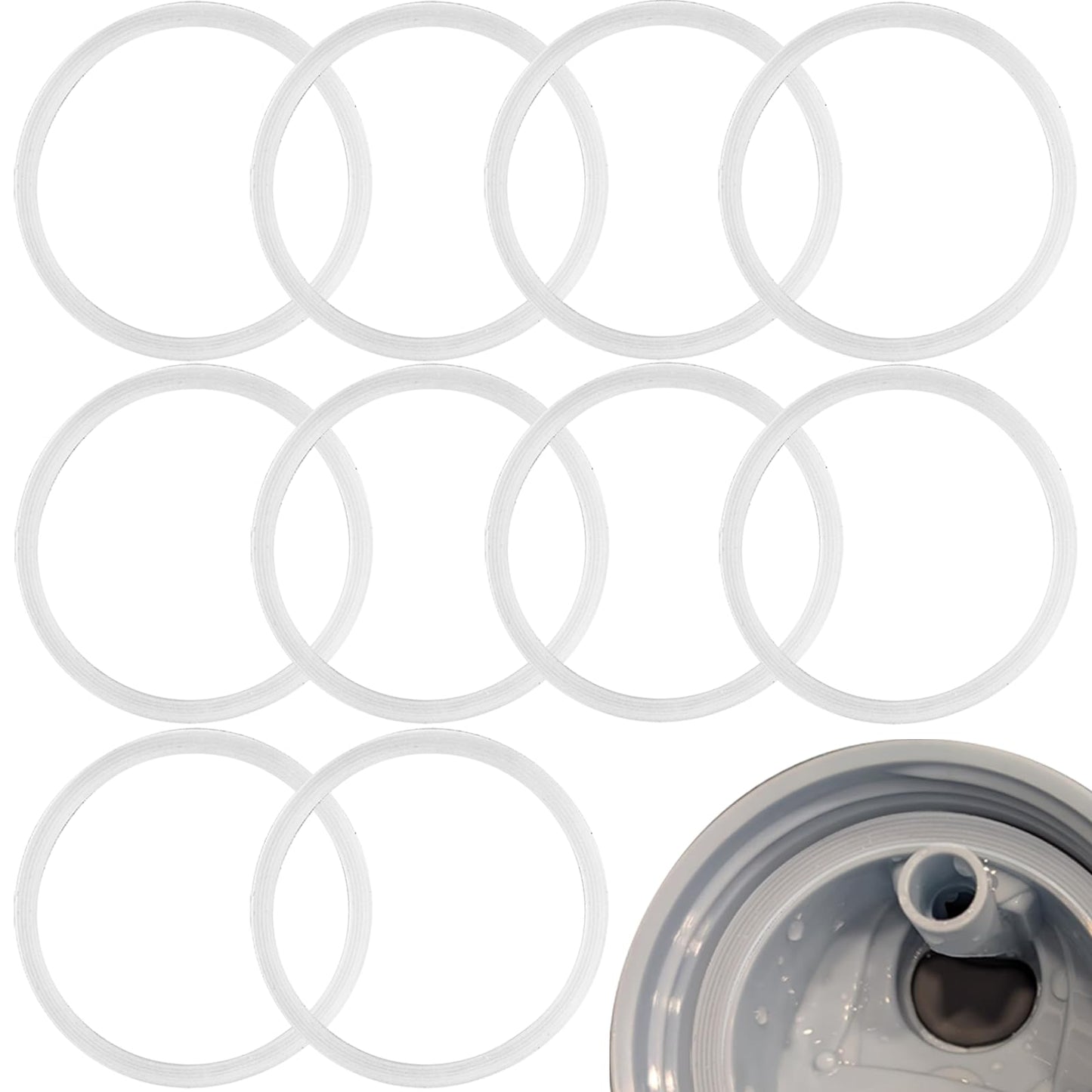10 Pcs Water Bottle Gasket Replacement for Owala FreeSip 19/24/32/40oz,Silicone Lid Seal O Ring,Sealing Gaskets Replacement Accessories Compatible with Owala FreeSip Stainless Steel Cup(Clear)