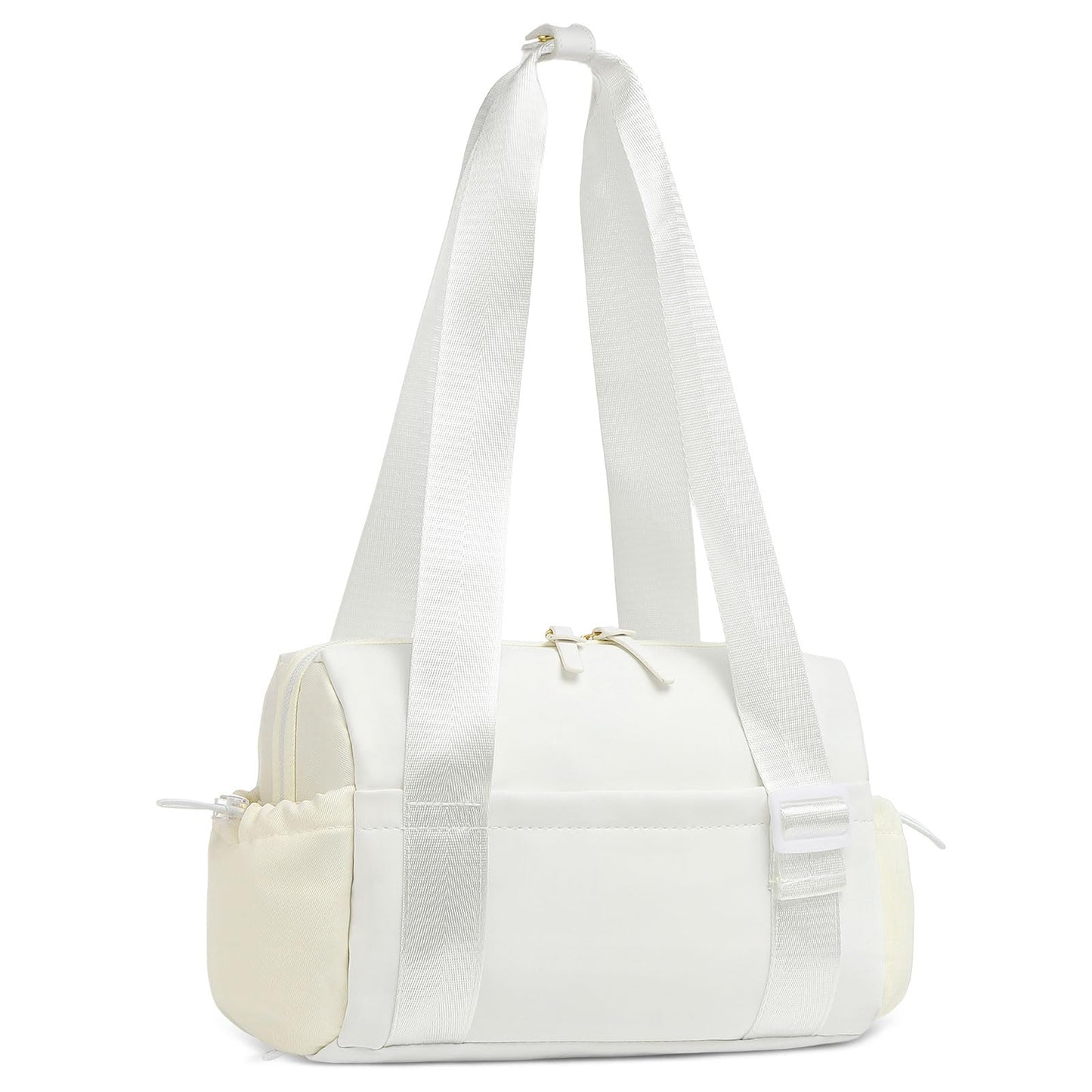 SUIKIHUM Mini Gym Bag for Women, Yoga Small Sports Bag for Women Girls, Waterproof PU Fitness Tote with Wet Compartment, White