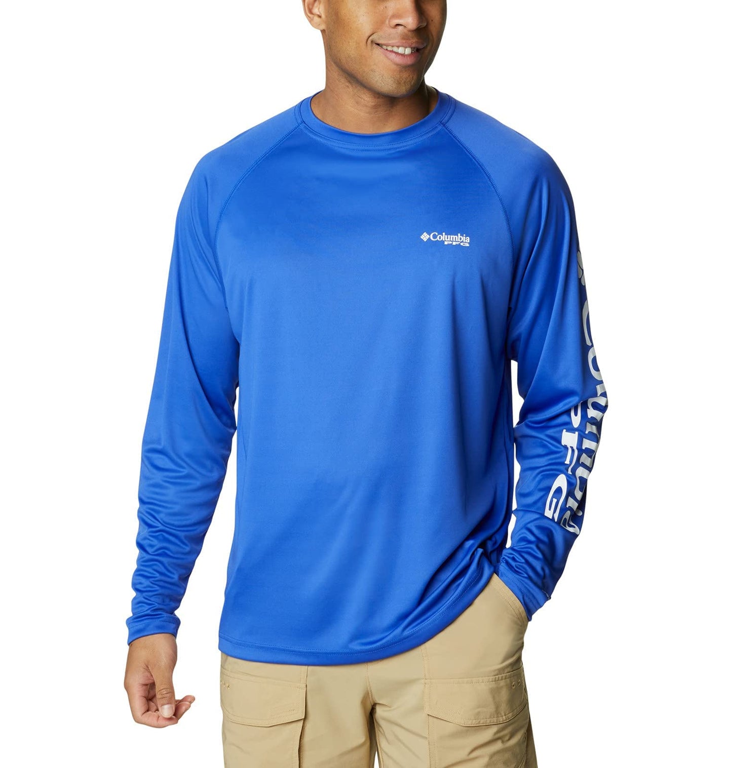 Columbia Men's Terminal Tackle Long Sleeve Shirt, Tanzanite/White Logo, 3X Tall