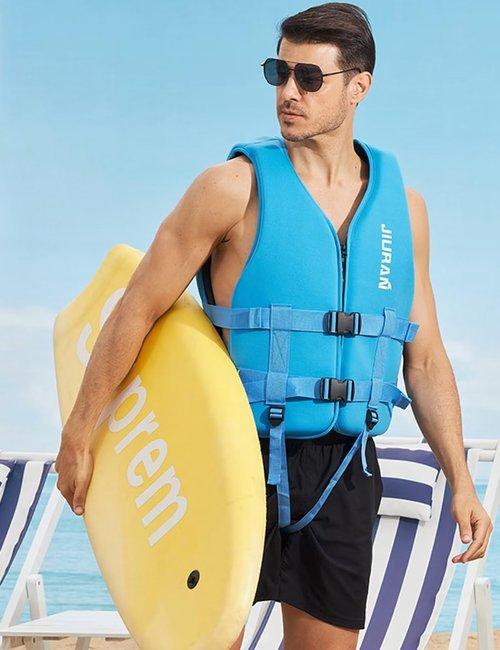 huraty Unisex Kayaking Safety Vest, Neoprene Buoyancy Jacket for Swimming Surfing Sailing Fishing, Adjustable Swim Vest with Secure Leg Straps(Blue, L)