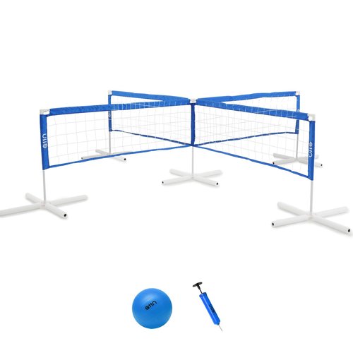 A11N 4-Way Volleyball Pool Net, Adjustable Height, 4-Player Swimming Pool Game Volleyball Net for Pool with Stabilizing System