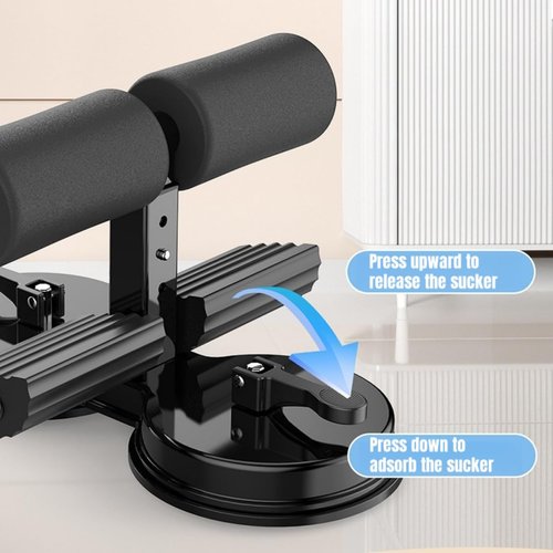 Ab Training Auxiliary Device, Portable Sit Up Bar Floor Abs Master Assistant Device, Double Suction Cups Multi-functional Adjustable Ab Trainer Equipment (Black)