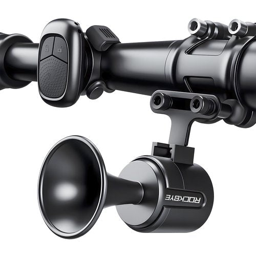 EQIIO Electric Bike Horn with Anti Theft Alarm, 120dB Loud Bicycle Horn with Wireless Remote, USB-C Rechargeable Bike Bell for Adults Kids Bike, Scooter, Ebike, IPX5 Waterproof & Suspension Mount