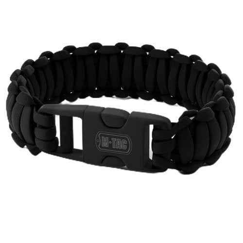 M-Tac Paracord Bracelet – Tactical Survival Wristband with Fastex Buckle – 7-Strand Cord for Hiking, Camping, Emergency Use (M, Black)
