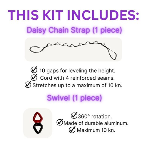 BUNGEE Kit: Ideal for flying workouts & dance. Supports 25-95 kg weight. Includes harness, bungee ropes, swivel, daisy chain & 1 month free access to videos, music & workouts (L)