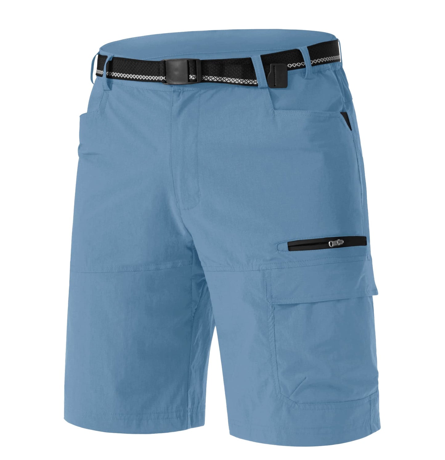 TACVASEN Men's Casual Shorts Lightweight Quick Dry Cargo Hiking Tactical Shorts Golf Dress Outdoor Summer with Pockets Light Blue 38