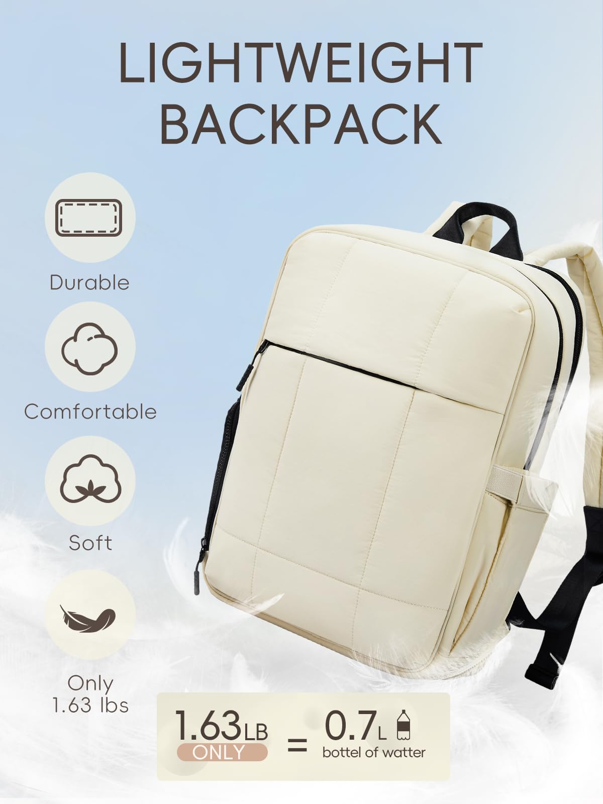 CLUCI Lightweight Travel Backpack Carry on Flight Approved, Puffy Gym Backpack with Shoe Compartment, Personal Item Travel Bag, 15.6 inch Laptop Backpack for Weekender Business