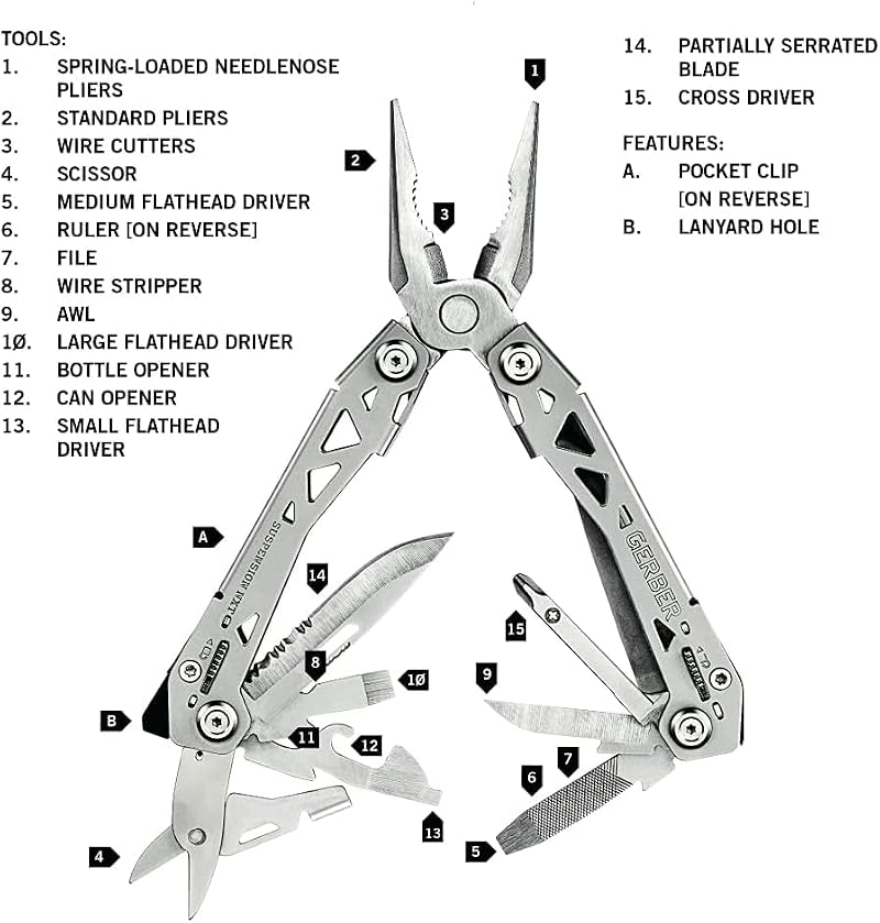 Gerber Suspension NXT 15-in-1 Multi-Tool Pliers with Knife - Stainless Steel