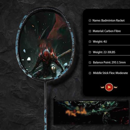 Badminton Racquet,Badminton Rackets,Black Myth Wukong is A Fully Carbon 4u Ultra Light and Durable Racket,Suitable for Outdoor Fitness and Professional Training (030)