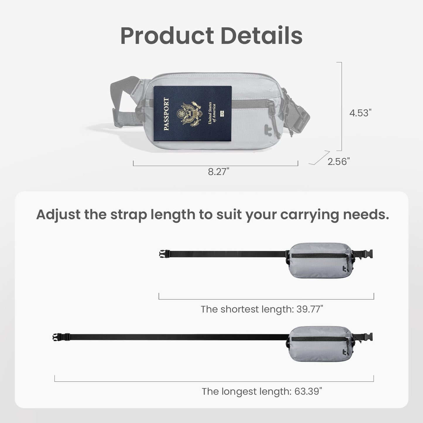 tomtoc 1.5L Sling Bag with RFID Blocking, Crossbody Bag Minimalist Chest Shoulder Pack for Men and Women, Water-resistant Lightweight Casual Waist Fanny Pack for Travel, Daily Use