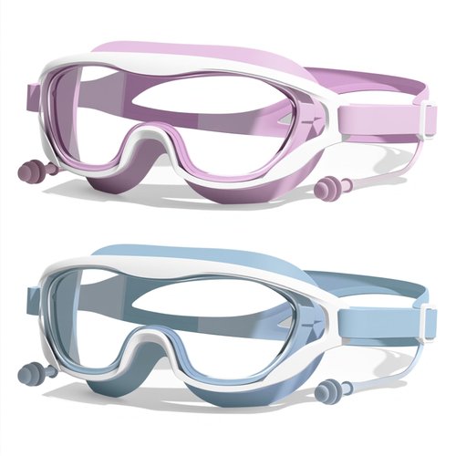 Zoomsnail Kids Swim Goggles 2 Pack, Anti-Fog Anti-UV Wide View Swimming Goggles for Kids 3-15
