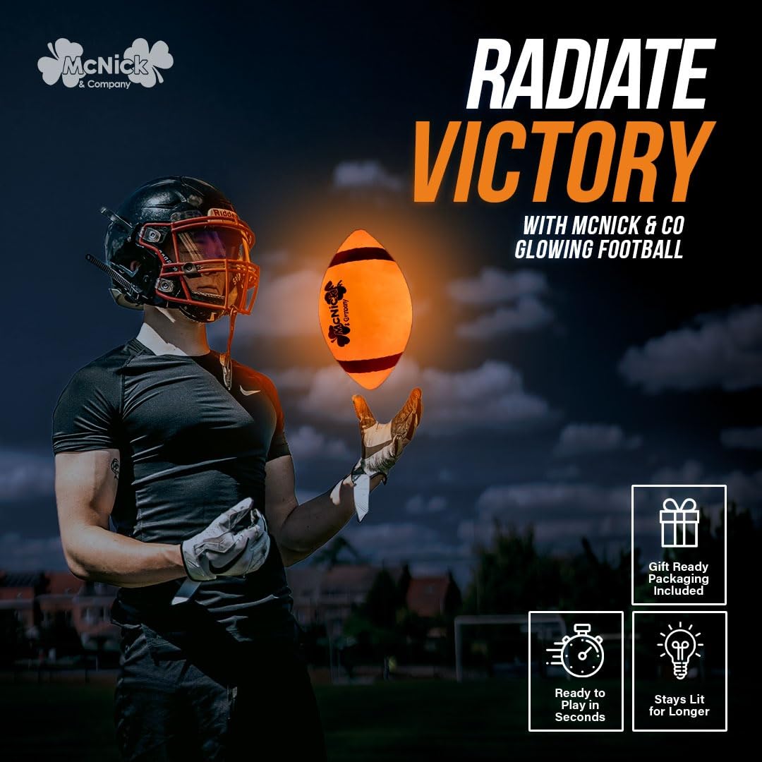 Light Up Football - Glow in the Dark Ball - Boys Gifts - NO 6 - Outdoor Sports, Birthday Gifts for Boys 8-15+ Year Old - Kids Teenage Youth Gift Ideas - Boy Toys Stuff Ages 8 9 10 11 12 13 14 15