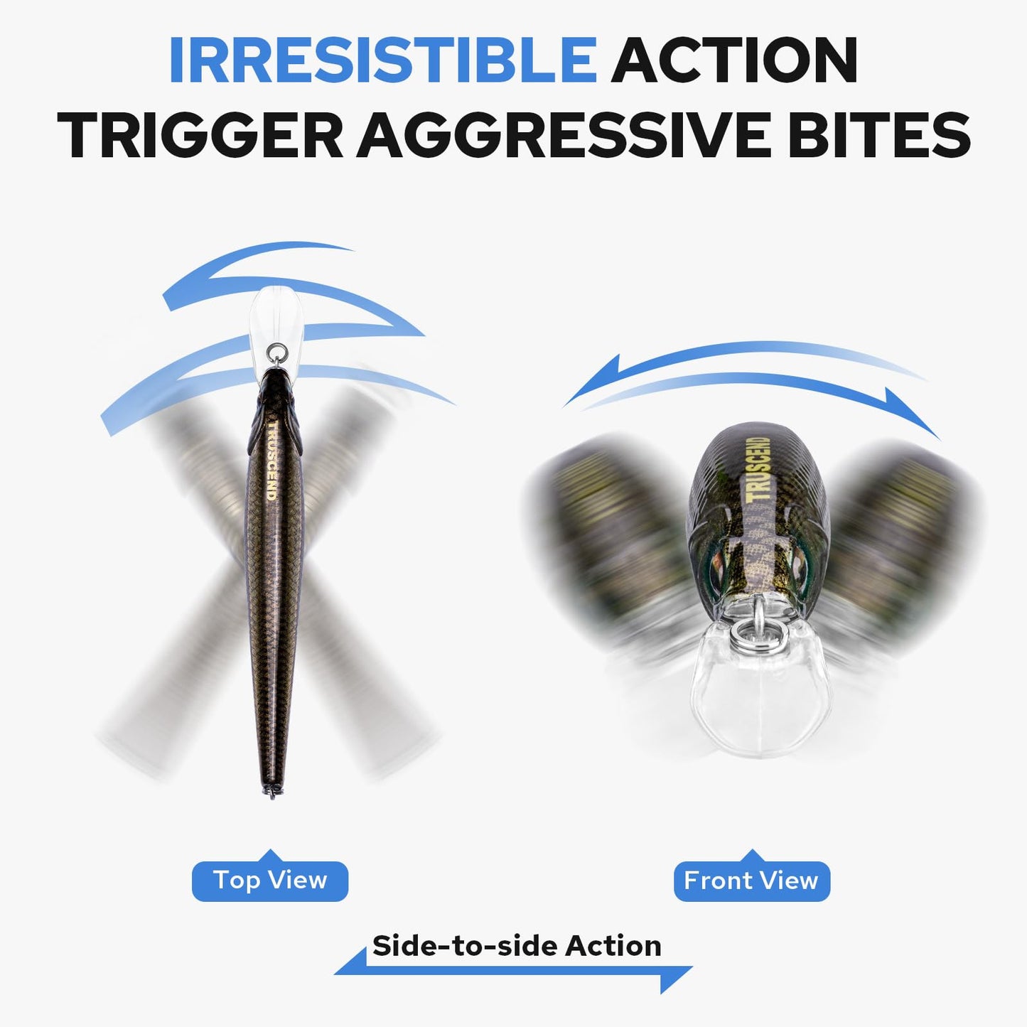 TRUSCEND Suspending Jerkbait Fishing Lures, Precision-Engineered Minnow with Sound, Flash & Irresistible Action, Cast Farther, Glow Brighter and Rattle Louder Jerkbaits for Bass Walleye Pike Catfish