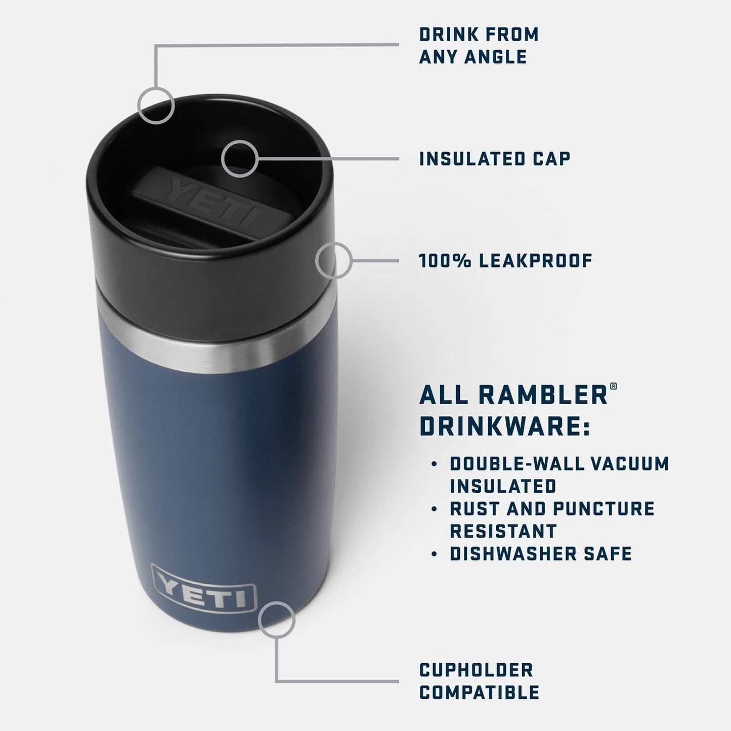 YETI Rambler 8 oz Travel Bottle, Stainless Steel, Vacuum Insulated with Leakproof Commuter Cap, Rescue Red
