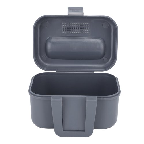 Fishing Live Bait Box, Fishing Bait Station Plastic Heat Resistant Perforated Cover Array Design Bait Bucket with Aerator Grey for Fishing Enthusiasts