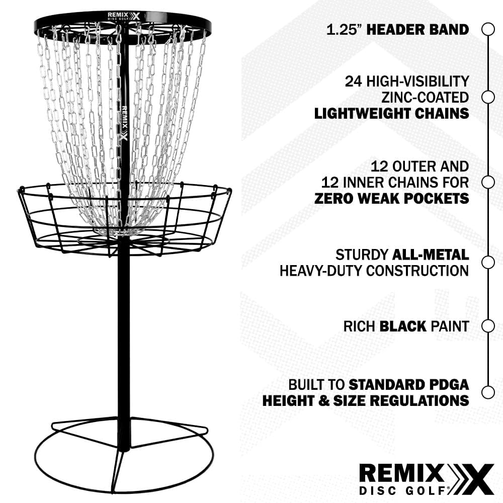 Remix Deluxe 24-Chain Practice Basket for Disc Golf - Black