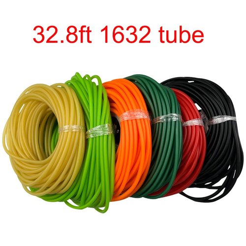 JHONGYA 32.8Ft 1632 Slingshot Rubber Tube 0.63 Inch (1.6mm) Id x 1.26 Inch(3.2mm) Od Natural Latex Rubber Tube for Outdoor Slingshot Hunting Shooting Catapult