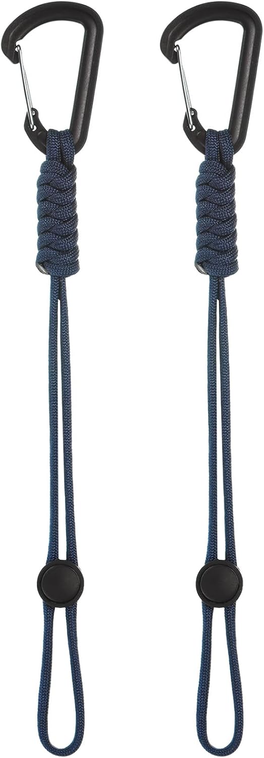 2-Pack Paracord Keychains with Clips, 10 Inch Braided Lanyard Strap D Ring Adjustable Buckle Backpack Accessories for Camping/Hiking/Fishing/Traveling/Outdoor [Dark Blue]