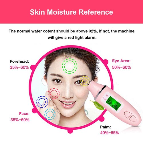 Portable Skin Analyzer Digital Skin Detector Pen with LCD Screen Water Oil Tester Moisture Analysis Machine for Beauty Salon Spa Home Travelling Gift Girls Women