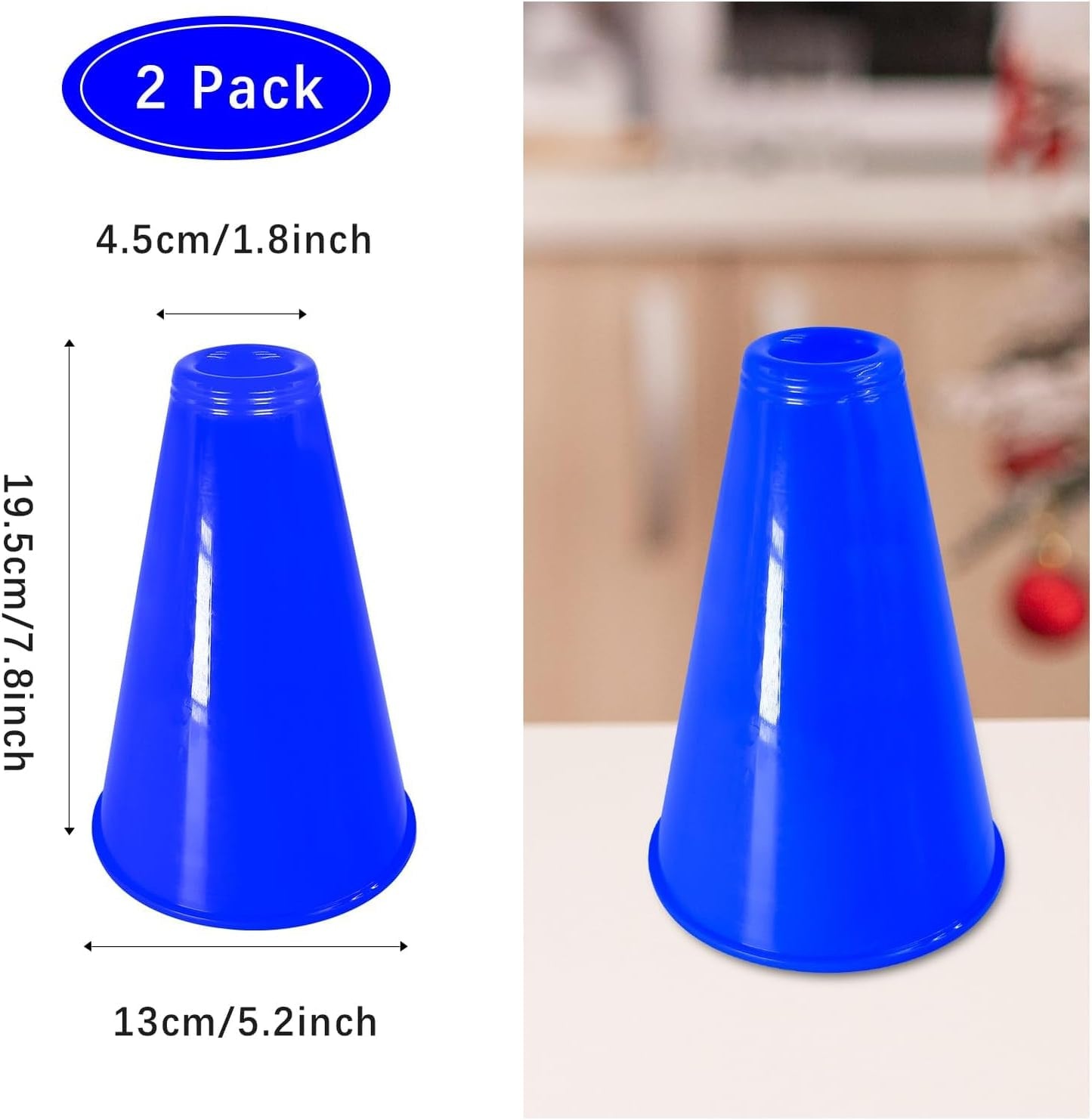 2 Pcs White Plastic Cheer Megaphone for DIY Party Accessory for School Outdoor Activities Party Favors Sports Match Game (White)