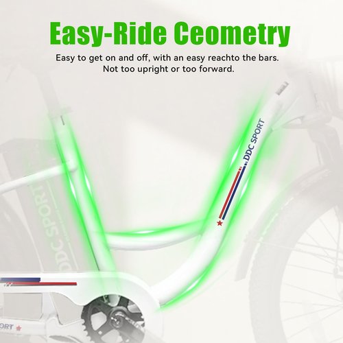 DDC SPORT 24 Inch Cruiser Electric Bike, E-Bike for Adult, Ebike with Removable Battery, Step Through Ebike for Women Men,City Electric Bicycle with Basket,for City Commuter (White)