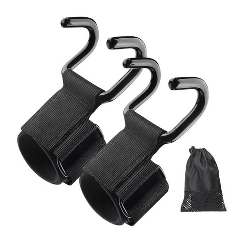 Shurhome Adjustable Fitness Training Hook for Deadlifts Pull Up Comfortable Wrist Strap with Iron Grips Gym Equipment