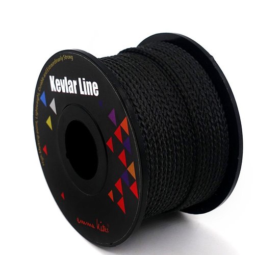emma kites 100% Black Kevlar Braided Cord 100Ft 50Lb High Strength, Abrasion Flame Resistant, Tough Survival Tactical Cord Model Rocket Paracord Snare Line Fishing Assist Cord