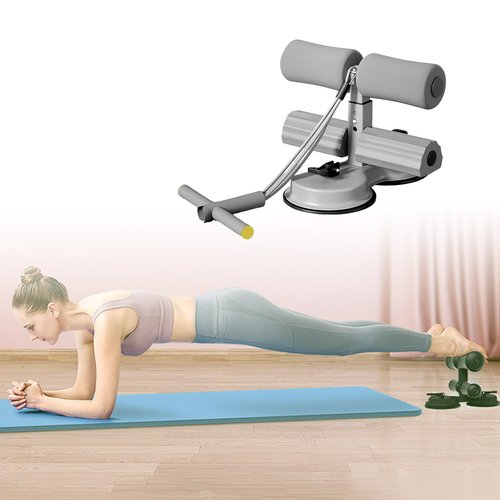 Abdominal Training Auxiliary Device, Adjustable Exercise Equipment with Suction Cup and Resistance Band, Sit up Foot Holder, Abdominal Core Training Equipment for Home Gym Exercise (Grey)