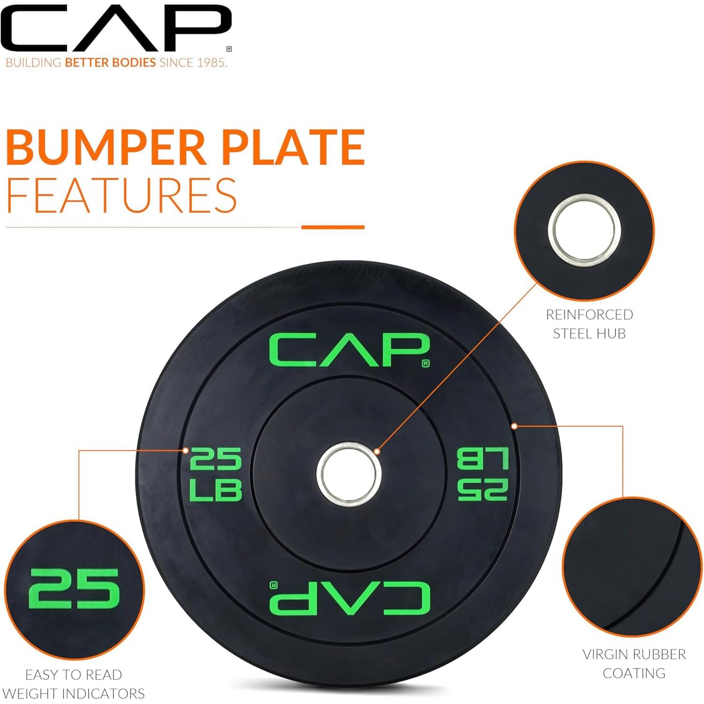 CAP 160 lb Economy Olympic Bumper Plate Set with Compact Storage Rack, 2-Inch Olympic Plates, Medium Bounce Rubber Weight Plates with Steel Hub, 4 Weight Posts & 2 Barbell Holders for Weightlifting, Strength Training & Home Gym Workouts