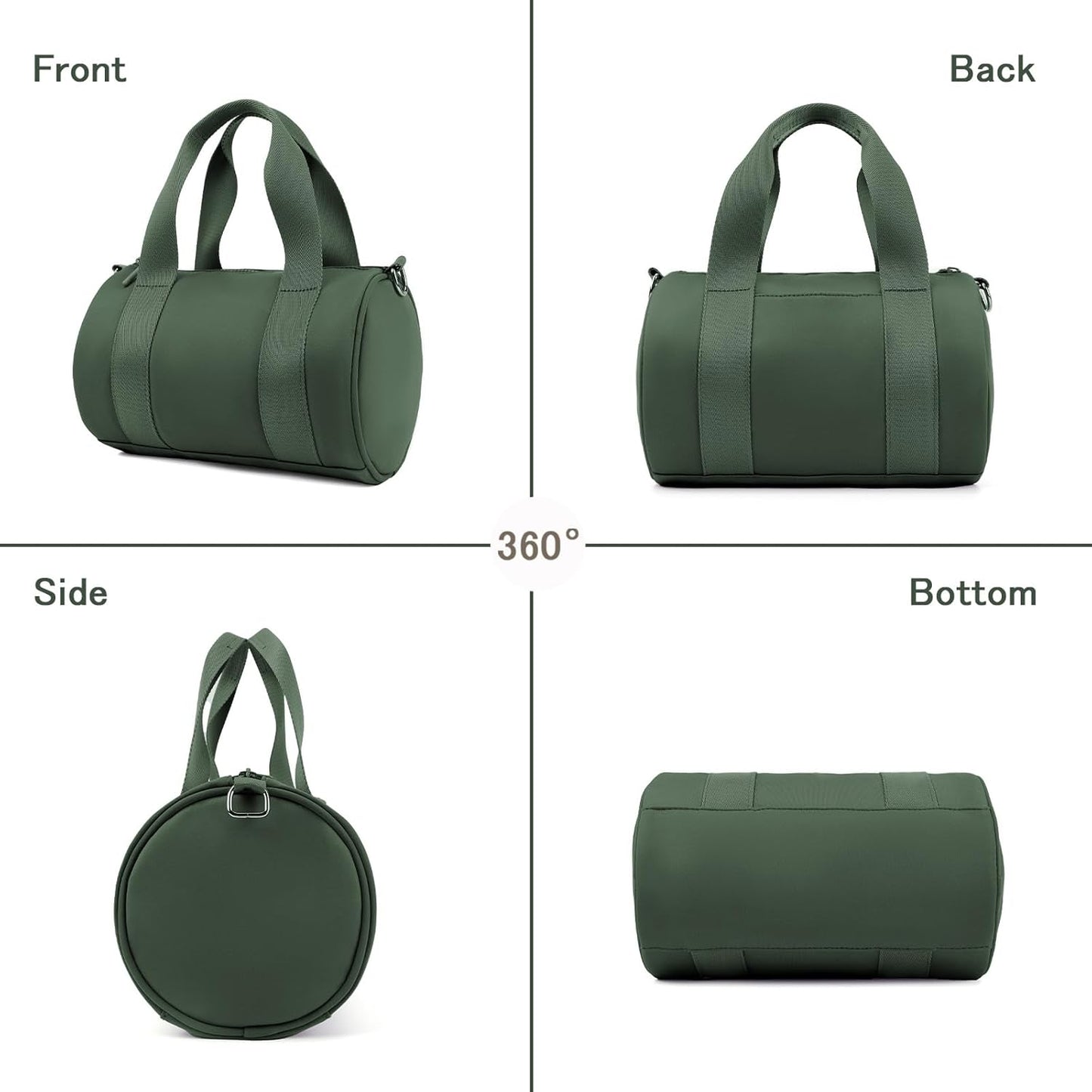 IBEE Small Gym Bag for Women Mini Duffel Bag for Travel Waterproof Workout Crossbody Bags Elastic Fabric Barrel Purse for Sports Fitness Yoga Cute Lightweight
