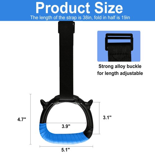 Tepemccu Gymnastics Rings for Kids, Pull Up Rings with Adjustable Straps for Children Home Gym Strength Training (Blue)