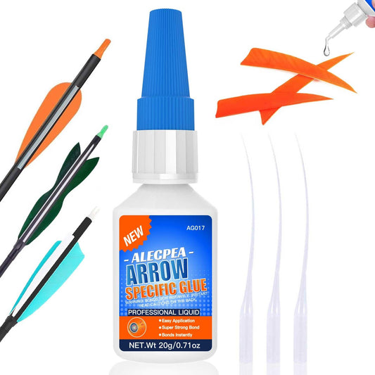 20g Instant Arrow Fletching Glue, Fast-Curing Clear Adhesive for Vanes, Feathers, and Inserts, Perfect for Aluminum, Carbon, and Wood Shafts, Ideal Archery Accessory