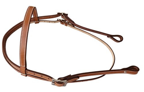 WEMBILS Western Leather Latigo Browband Headstall Double Stitched Brown Bridle for Horse, Equestrian Gifts for Horses (Tan)