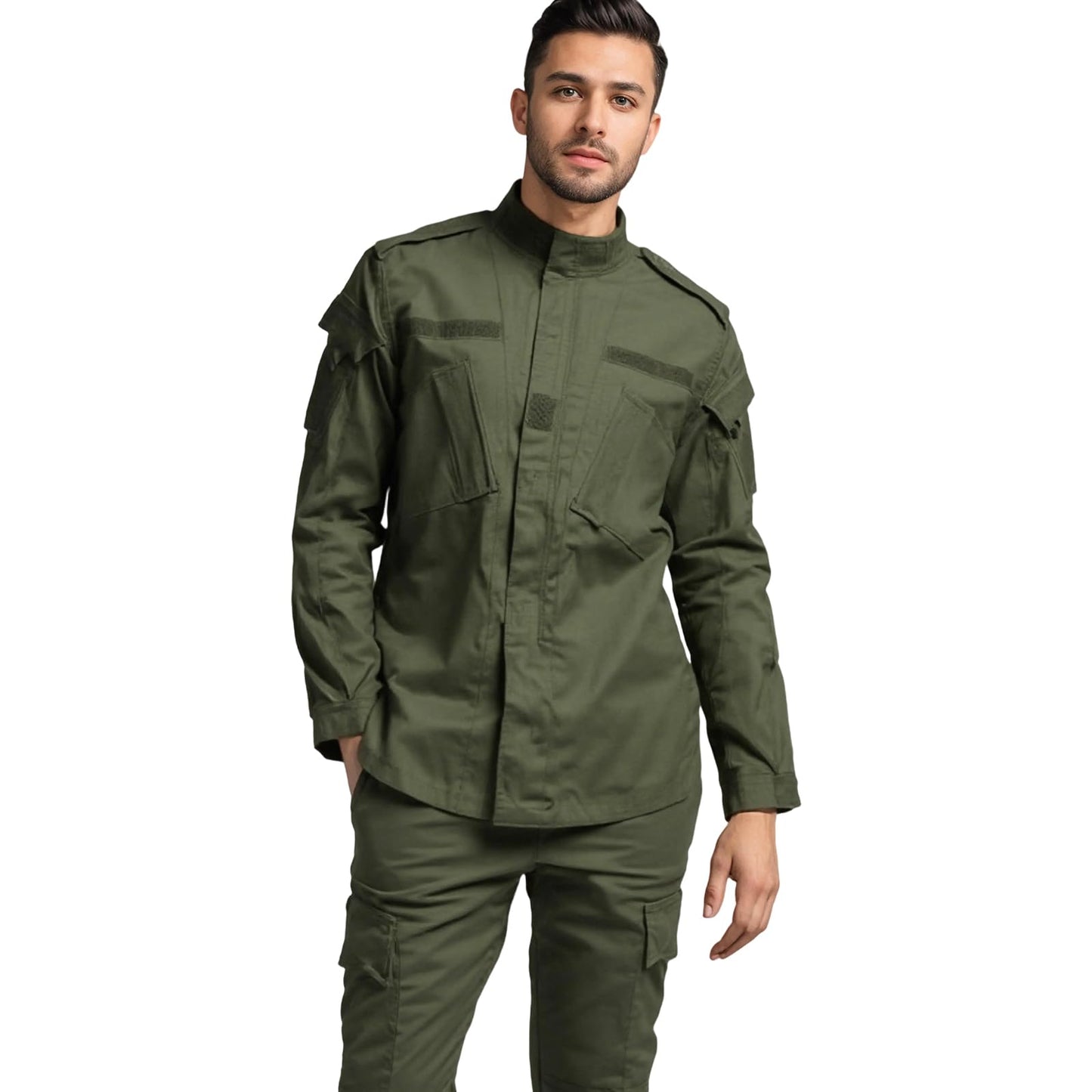 ACU Tactical Military Uniform Set Camo Combat Jacket Pants Suit Outdoor Hunting Paintball Airsoft Apparel for Men Green XL