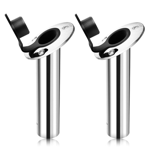 2 Pack of Fishing Rod Holder, 30 Degree Rod Holders Stainless Steel Rubber Cap, Liner, Gasket