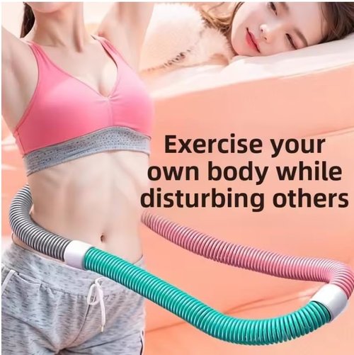 Weighted Soft Spring Hula Hoop for Adults – 3.3lb Foldable Fitness Hoop, Waist-Friendly Design, Portable Slimming Exercise Equipment for Home and Travel（Upgrade to Fully Enclosed Silent Version）
