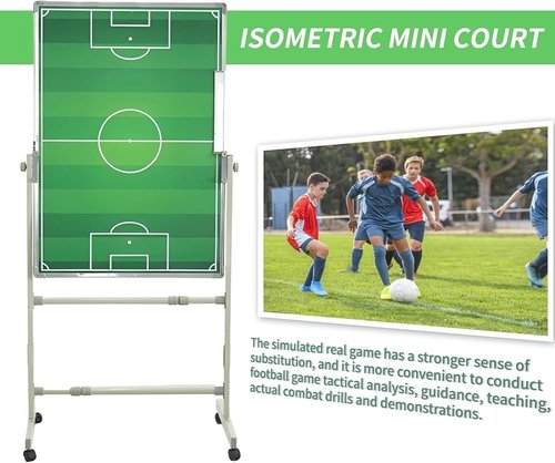 Wrobelax Professional Soccer Coaching Board with Magnets – Large Magnetic Football Tactics Board on Wheels, 39.37'' x 27.56'', Horizontal and Vertical Modes