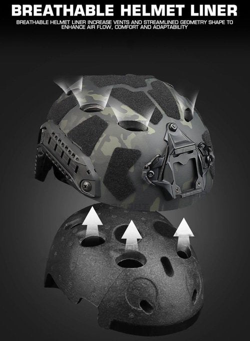 Military Tactical Helmet, Fast SF Super High Cut Helmet CS Paintball Protection Airsoft Equipment (Color : CP)