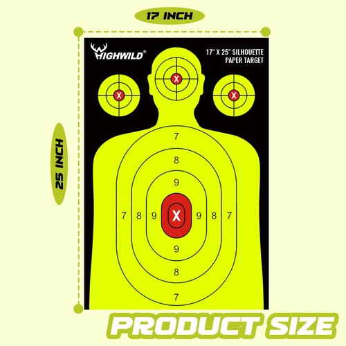 Highwild Shooting Range Silhouette Paper Target - 17X25 Inches (50 Pack, Multi Color)