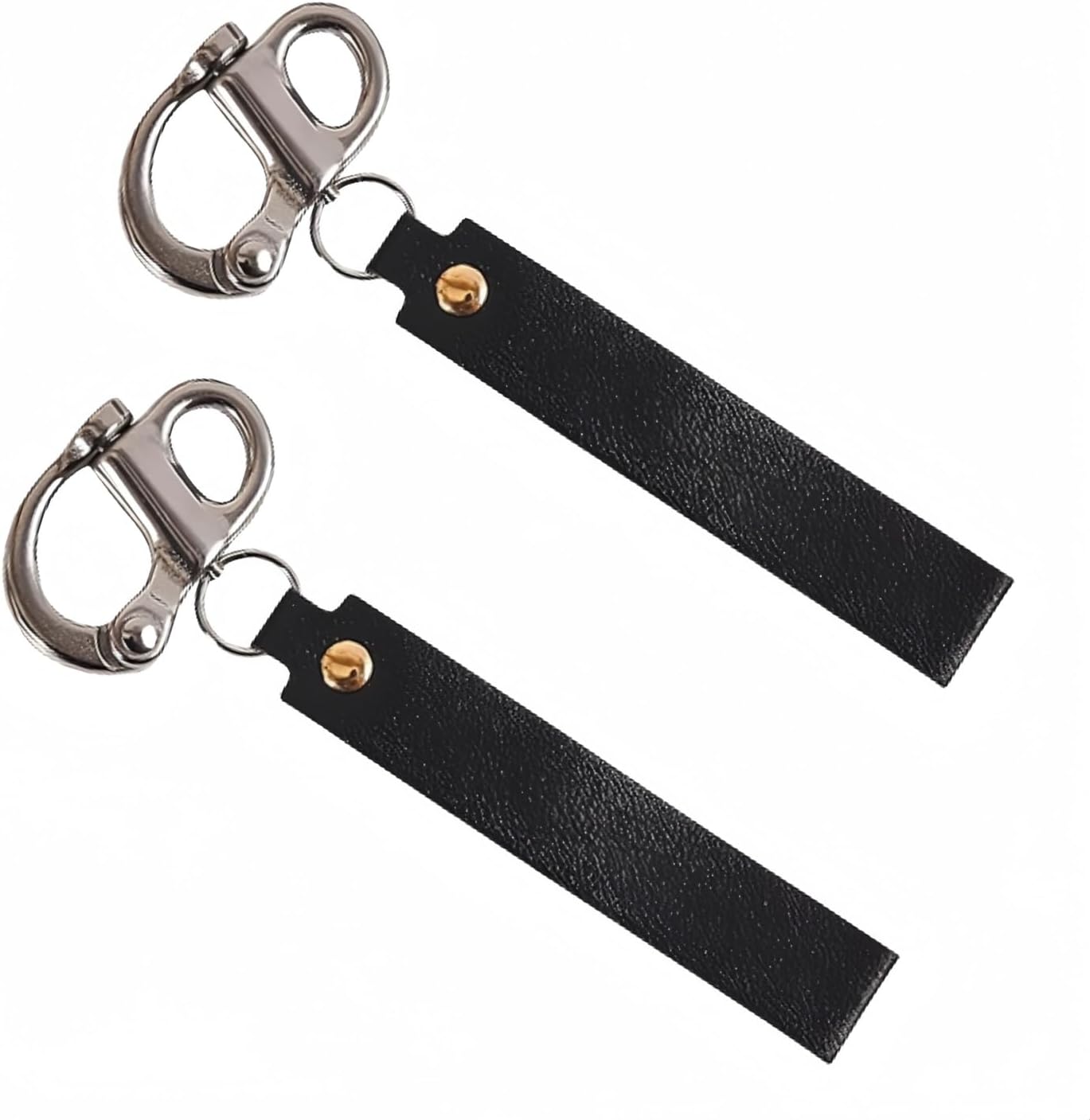 2 Pack Quick Release Clip Shackle,Firefighter Accessories,Marine Grade 316 Stainless Steel Shackle for Rigging with Leather Handle (Black)