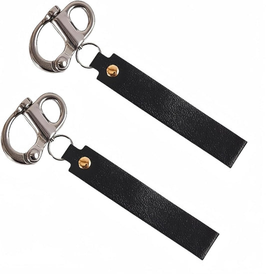 2 Pack Quick Release Clip Shackle,Firefighter Accessories,Marine Grade 316 Stainless Steel Shackle for Rigging with Leather Handle (Black)