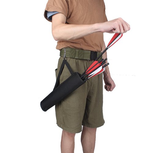 KRATARC Archery Crossbow Bolts Arrow Tube Hip Quiver Waist Hanged Bag for 18" 20" 22" Arrows (Black- 14.5"(Depth))