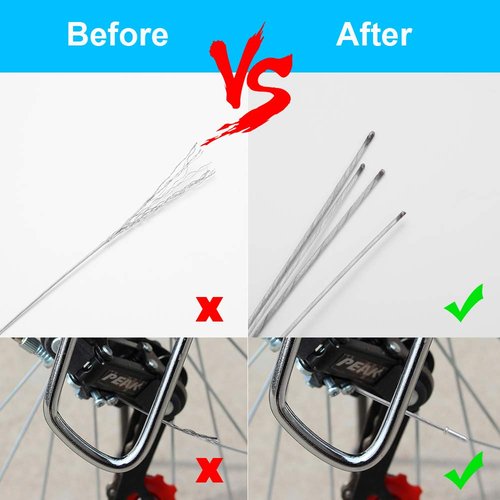 Universal Bike Brake Cable Gear Shifter Cable Wire Set, Professional Bicycle Brake line, Complete Inner Replaceable Bicycle Cable Wire and Alloy Cable Cap End Crimps Kit for Mountain and MTB Bike 2M