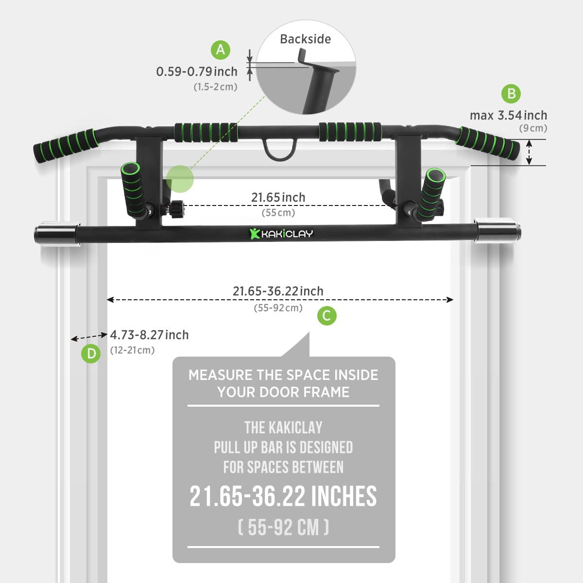 KAKICLAY 2025 Upgrade Multi-Grip Pull Up Bar with Smart Larger Hooks Technology - USA Original Patent, Designed, Shipped, Warranty
