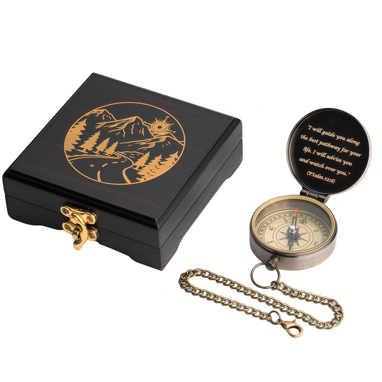 God's Guide & Blessing Compass, Trust in The Lord Compass, Wood Box Greeting, Inspirational Gift Men, Christian Boys Baptism Gifts, Graduation Day with Wooden Box