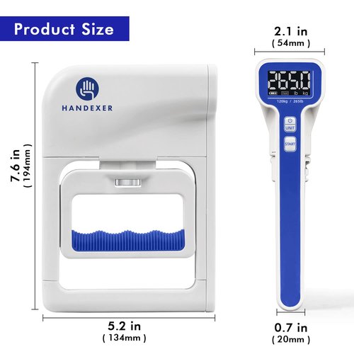 Handexer Grip Strength Tester 265lb/120kg, Digital Hand Dynamometer FDA Registered with Backlit LCD for Grip Strength Testing and Training