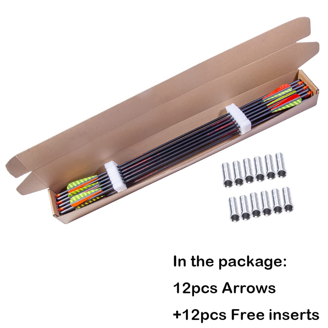Pinals Archery 340 400 500 Spine Carbon Arrows for Compound Recurve Bows Hunting Target Traditional Longbow 30 inch Arrow Shaft 12PCS(400 30")