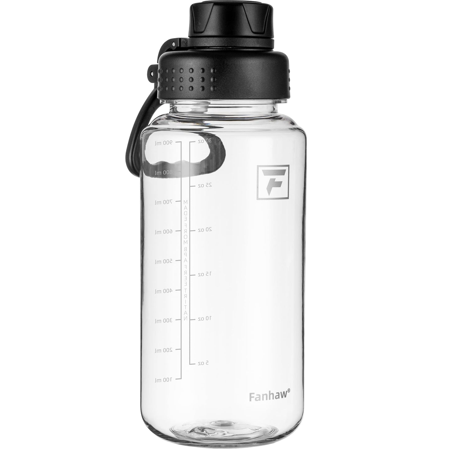 Fanhaw 32 oz Clear BPA-Free Tritan Water Bottle with Fast-Flow Spout Lid, BPA-Free & Leak-Proof Wide-Mouth Reusable Bottle for Gym, School & Office, Back to School Essentials (Clear&Black)